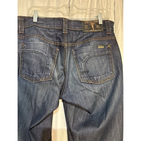 Fidelity Denim Straight Leg Jeans Size 36 Bound & Riveted Dark Wash Mens Jeans - Picture 4 of 8